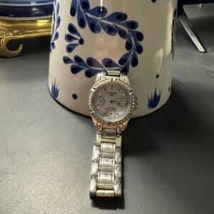 Armitron Silver Multifunction Watch w/ Rhinestones